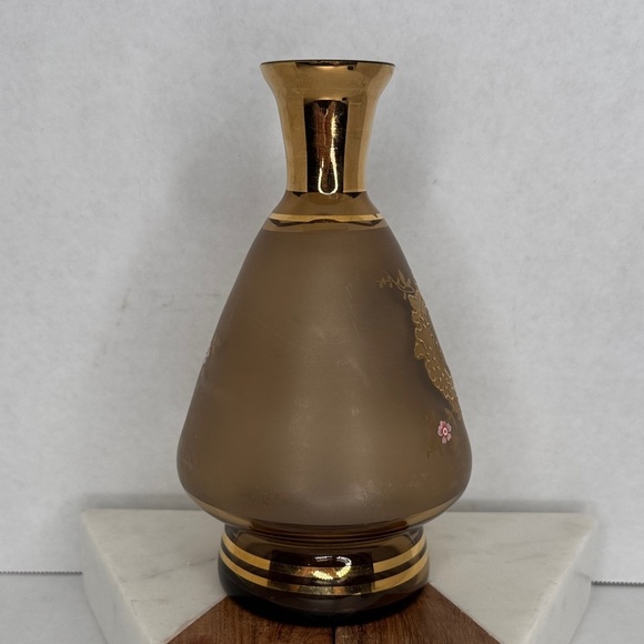 Vintage Gold and Pink Hand Painted Floral Vase - Picture 6 of 10